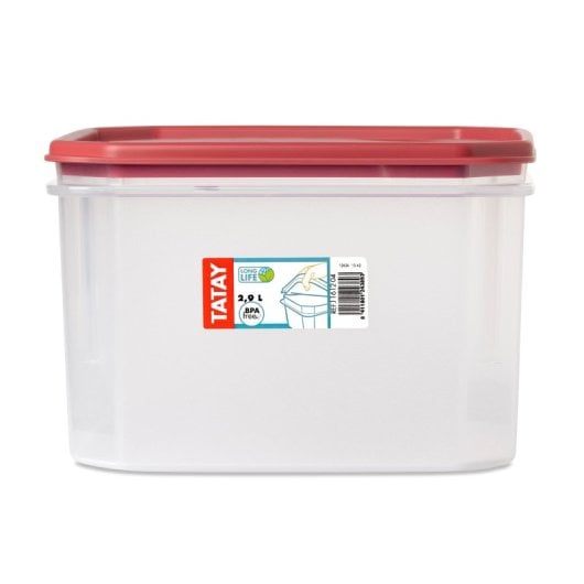 Tatay Top Flex - Contenitore ermetico quadrato da 2,9 l con chiusura a scatto. Rosso mirtillo