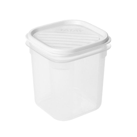 Tatay Top Flex - Contenitore ermetico quadrato alto da 0,7 l con chiusura a scatto. Bianco