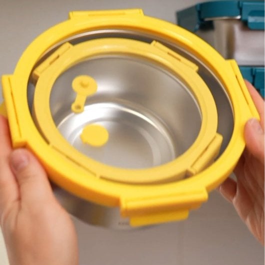 Lacor Etern - Contenitore quadrato in acciaio inossidabile da 0,65 l con coperchio in vetro, adatto al microonde