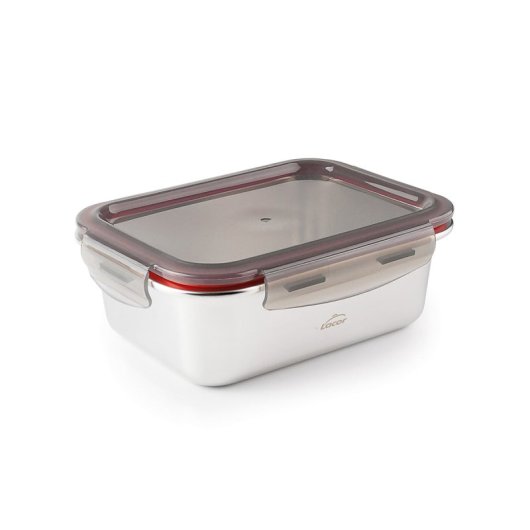 Lacor Ecoinox - Recipiente Rectangular De 0.8l En Acero Inoxidable Apto Microondas