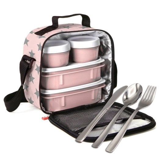 Borsa termica per il pranzo e set di posate Tatay Kit Urban Food. Stelle