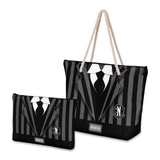 Karactermania - Borsa da spiaggia Soleil con beauty case in omaggio. Uniforme del mercoledì