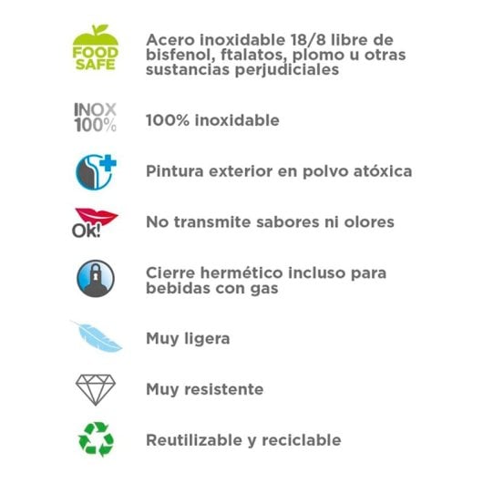 Laken Basic Steel Bambú - Botella De Agua 0.35l En Acero Inoxidable Con Asa. Blanco