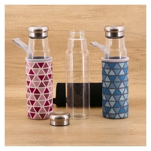 Iris - Botella De Agua 0.55l En Vidrio Con Funda Neopreno, Negro