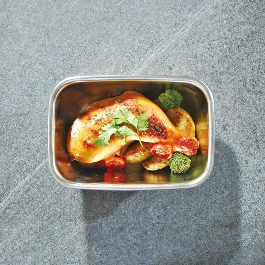 Lacor Ecoinox - Contenitore rettangolare in acciaio inossidabile per microonde da 0,5 l