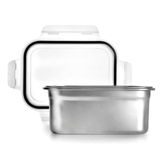 Ibili Keepklin - Lote De 2 Recipientes Rectangulares De 1.6l En Acero Inox. Apto Microondas