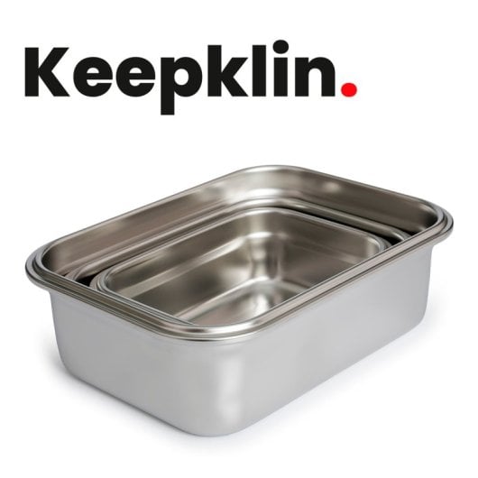 Ibili Keepklin - Lote De 2 Recipientes Rectangulares De 1.6l En Acero Inox. Apto Microondas