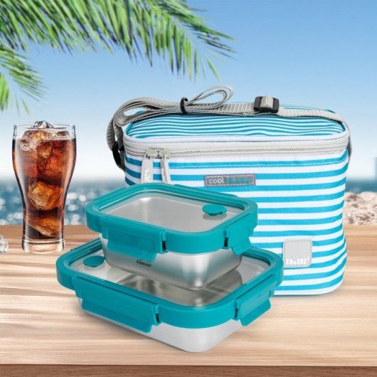 Ibili Nice - Kit borsa termica a tre strati da 5 litri e contenitori in acciaio Etern da 820 ml e 480 ml