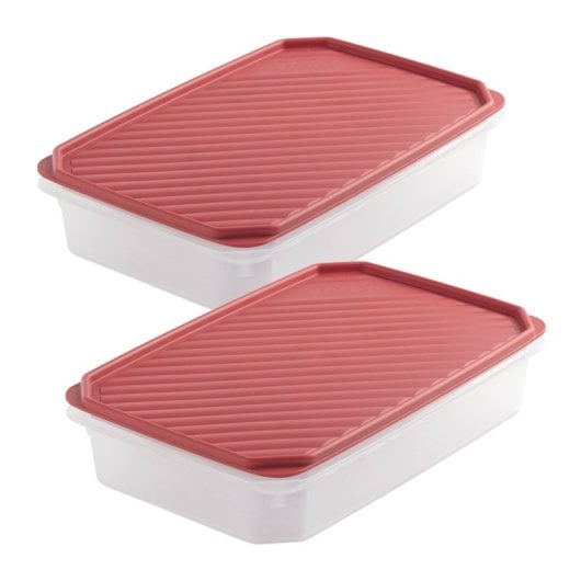 Tatay Top Flex - Confezione da 2 contenitori rettangolari ermetici, 2,1 l, chiusura a scatto. Mirtillo