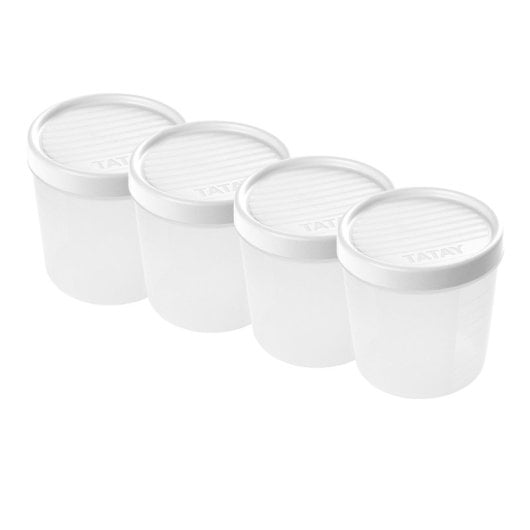Tatay Twist - Set di 4 contenitori rotondi da 1 litro con coperchi ermetici a vite. Bianco