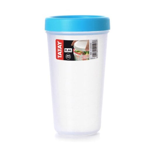 Tatay Twist - Contenitore rotondo da 0,6 l con coperchio ermetico a vite. Turchese
