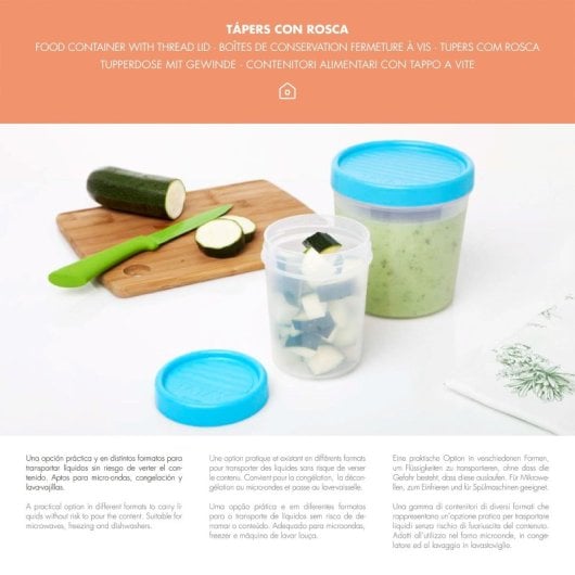 Tatay Twist - Contenitore rotondo da 0,6 l con coperchio ermetico a vite. Turchese