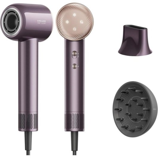 Secador de Cabelo Profissional Dreame Glory Combo 1600W 7 Temperaturas 2 Velocidades Iónico Roxo