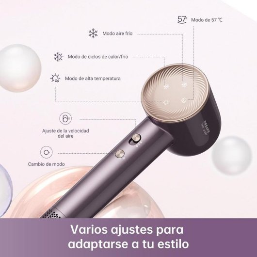 Secador de Cabelo Profissional Dreame Glory Combo 1600W 7 Temperaturas 2 Velocidades Iónico Roxo