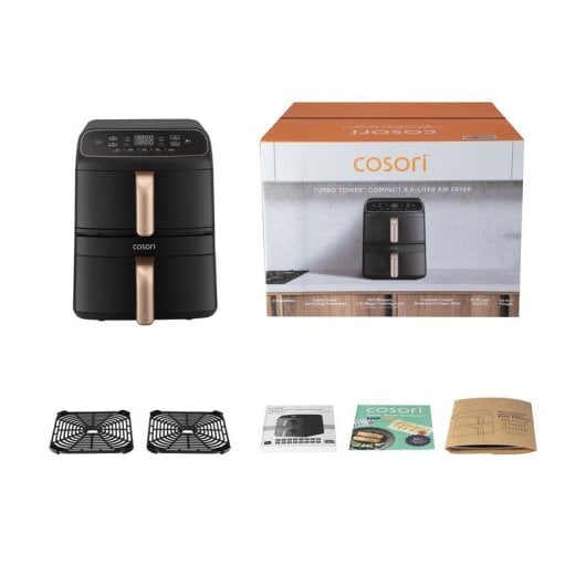 Freidora de Aire Cosori Turbo Tower Compact 8.6L 2630W con Temporizador