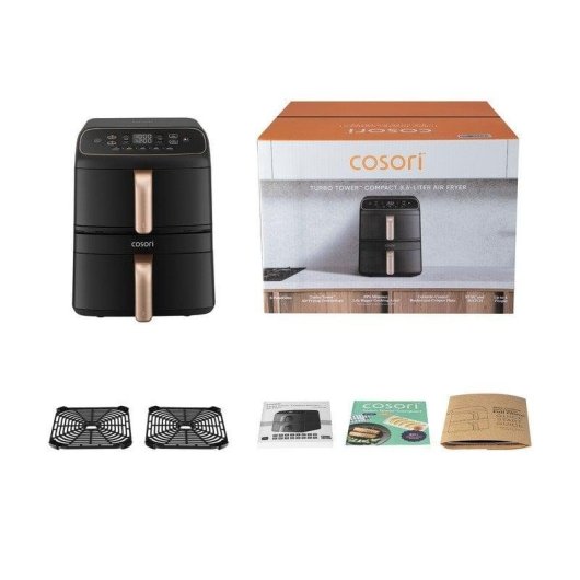 Airfryer Cosori Turbo Tower Compact Chef Edition Dubbele Mand 8.6L 2630W Keramisch