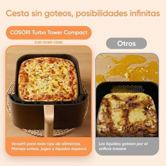 Airfryer Cosori Turbo Tower Compact Chef Edition Dubbele Mand 8.6L 2630W Keramisch