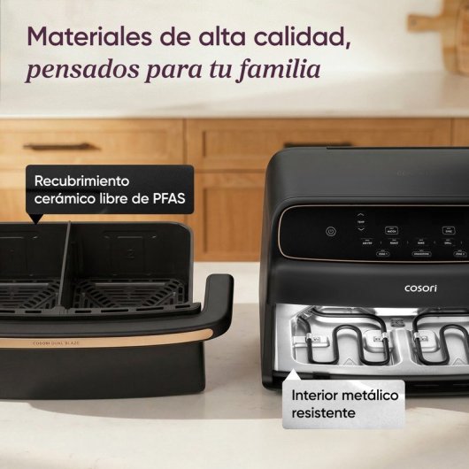 Freidora de Aire Cosori Dual Blaze Twinfry Compact Chef Edition 8.6L 2700W Cesta Divisible