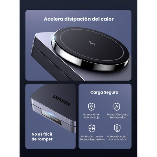 Ugreen MagFlow Cargador Inalámbrico 2 en 1 Magnético para iPhone 16/15/14/13/12 + AirPods Pro 2/3