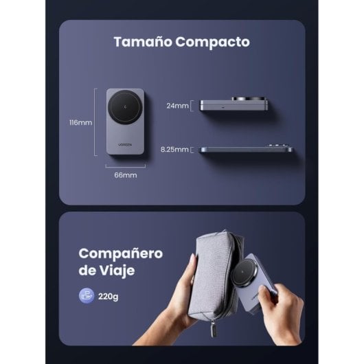 Ugreen MagFlow Cargador Inalámbrico 2 en 1 Magnético para iPhone 16/15/14/13/12 + AirPods Pro 2/3
