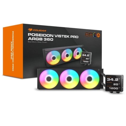 Refrigeración Líquida Cougar Poseidon RGB 360mm 3 Ventilateurs LED Multicolore