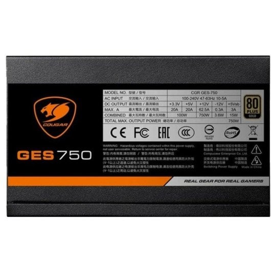 Fuente de Alimentación Cougar GES 750W 80+ Gold ATX 3.1 Full Modulaire PCIe 5.1