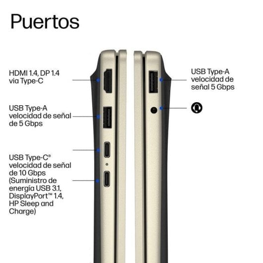 Portátil HP OmniBook 3 16-by0033ns 16" AMD Ryzen 7 160 24GB 1TB SSD Radeon 680M Windows 11 Dorado