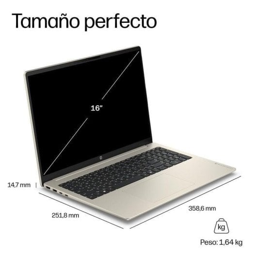 Portátil HP OmniBook 3 16-by0033ns 16" AMD Ryzen 7 160 24GB 1TB SSD Radeon 680M Windows 11 Dorado