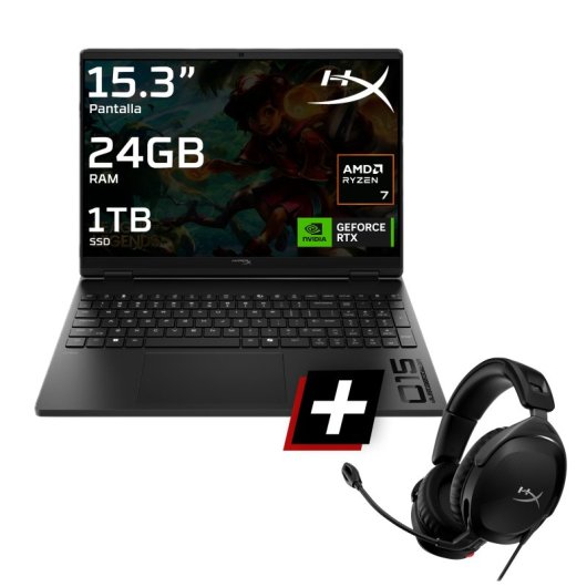 Ordinateur portable HP HyperX OMEN 15-gb0005ns 15.3" AMD Ryzen 7 260 24GB 1TB SSD RTX 5060 FreeDOS
