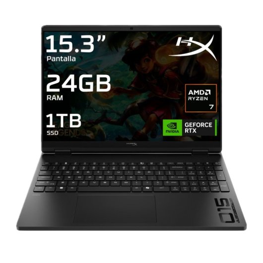 Ordinateur portable HP HyperX OMEN 15-gb0005ns 15.3" AMD Ryzen 7 260 24GB 1TB SSD RTX 5060 FreeDOS