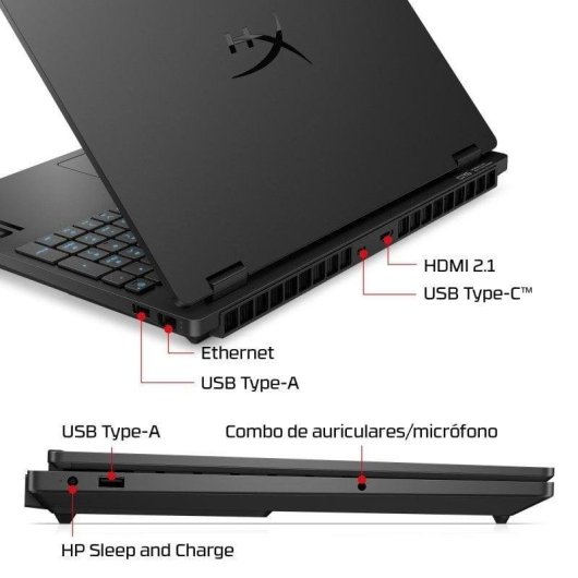Portátil HP HyperX OMEN 15-gb0005ns 15.3" AMD Ryzen 7 260 24GB 1TB SSD RTX 5060 FreeDOS
