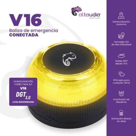 Baliza Altaudia DP-EL2024-C4-EC Homologada DGT Geolocalizada LED 360º Amarelo