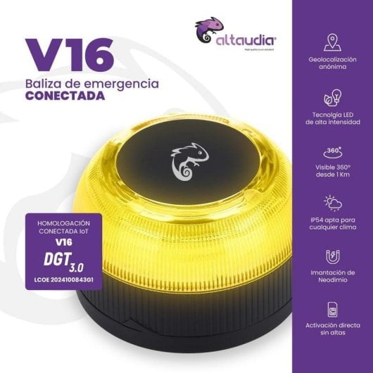 Baliza Altaudia DP-EL2024-C4-EC Homologada DGT Geolocalizada LED 360º Amarelo