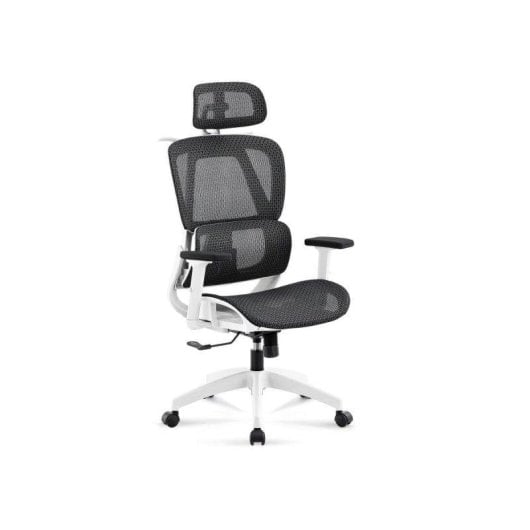 Silla de oficina Adec Ergo respaldo reclinable soporte lumbar 3D blanca