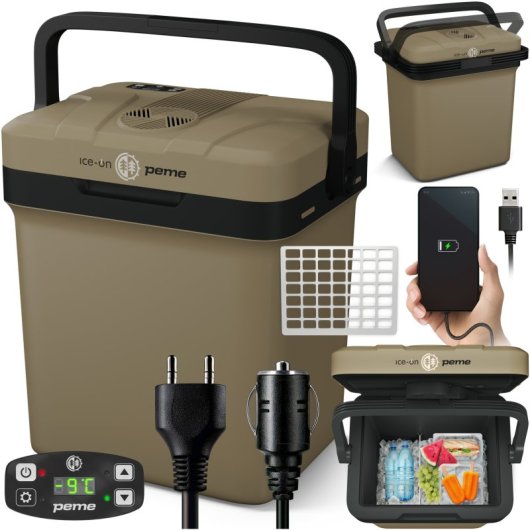 Caixa térmica portátil Peme Essential 27 de 23 litros em cor caqui.