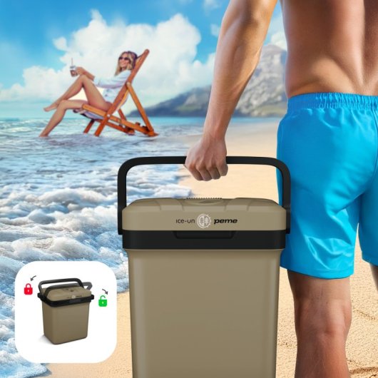 Caixa térmica portátil Peme Essential 27 de 23 litros em cor caqui.