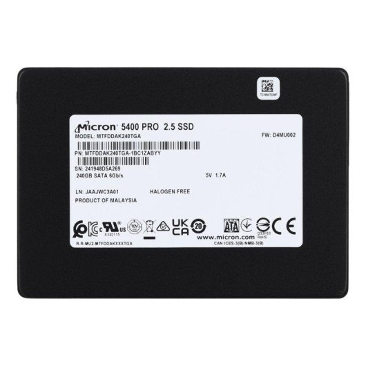 Disco Duro Micron 5400 Pro 240GB SSD 2,5" SATA 6 Gbit/s Criptografia AES