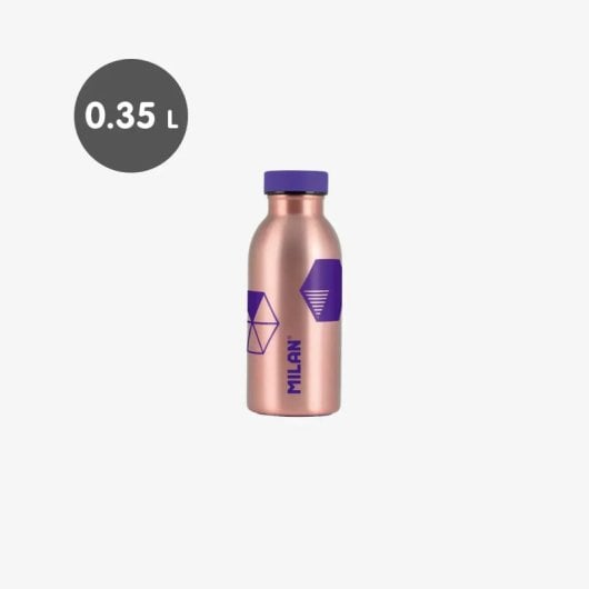 Milan Copper - Bottiglia termica riutilizzabile in acciaio inossidabile da 0,35 l. Lilla