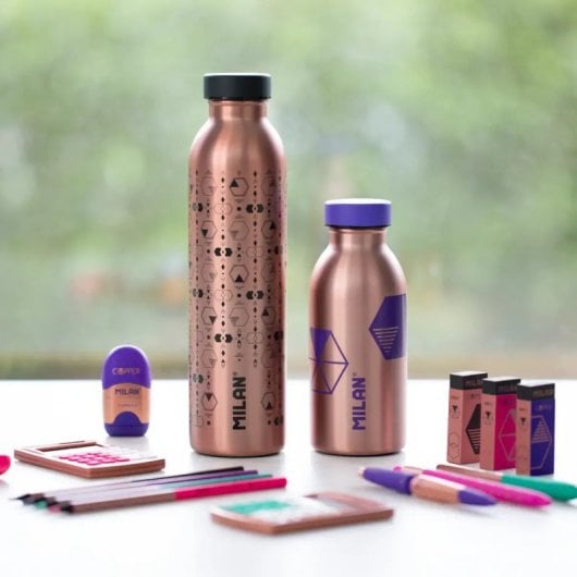 Milan Copper - Bottiglia termica riutilizzabile in acciaio inossidabile da 0,35 l. Lilla