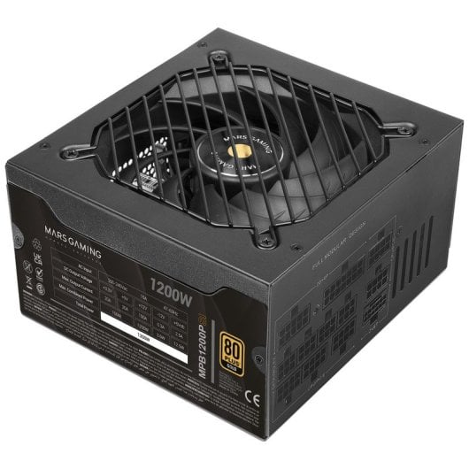 Fonte de alimentação Mars Gaming MPB1200psi 1200W 80 Plus Gold com 10 anos de garantia, preta.