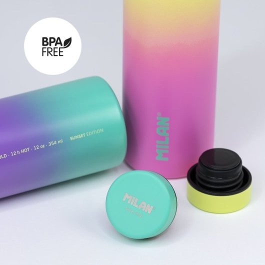 Milan Sunset - Bottiglia termica riutilizzabile in acciaio inossidabile da 0,35 l. Viola