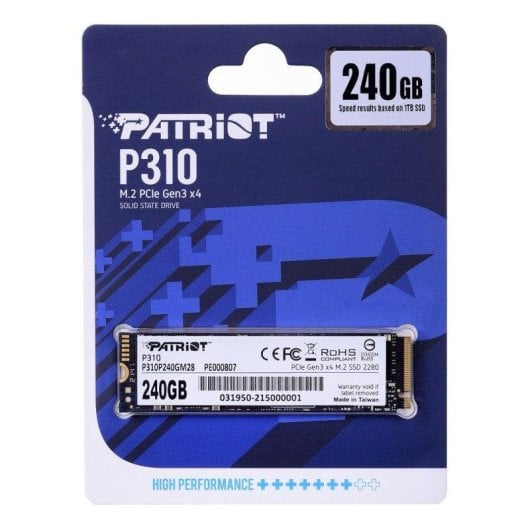Disque Dur Patriot P310 240GB M.2 NVMe PCIe 1700MB/s Performance