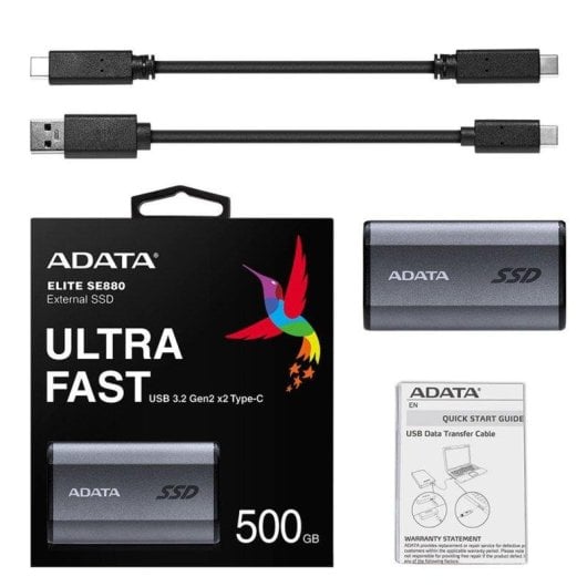 Disco Duro Adata SE880 500GB SSD USB-C 2000MB/s Wi-Fi Grau