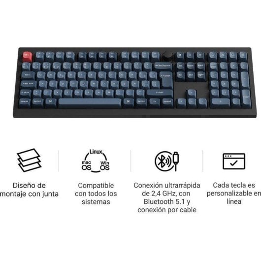 Teclado Keychron V6 Max mecánico inalámbrico personalizable con RGB y doble receptor