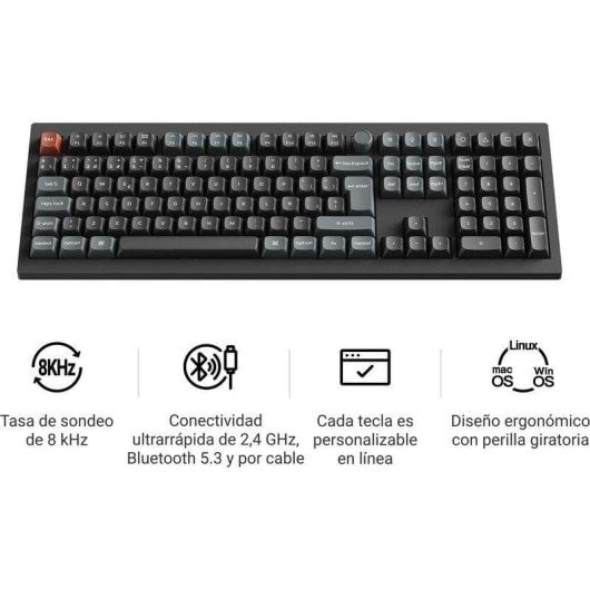 Teclado Keychron V6 Ultra 8K mecánico inalámbrico personalizable RGB 100%