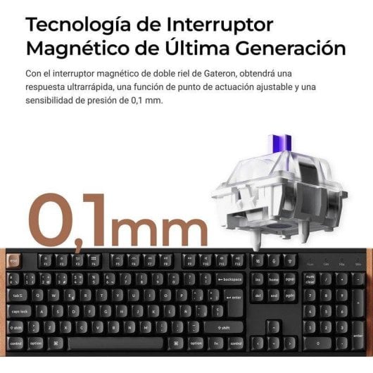 Teclado Keychron K10 HE Hall Effect Magnético inalámbrico con switches magnéticos, RGB y marco de aluminio y madera