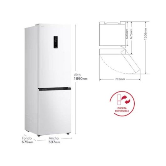Frigorífico Combi LG GBBSJ11DSW Total No Frost 186 cm 333 L D Blanco WiFi IA