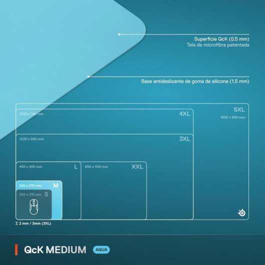 Tapis de souris SteelSeries QcK M Aqua surface micro-tissée antidérapante