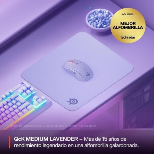 Tapis de souris Steelseries QcK M Lavender microfibre base antidérapante lavable