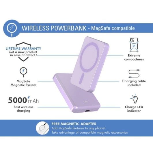 Powerbank BigBen Connected F152518 5000 mAh MagSafe 15 W violeta